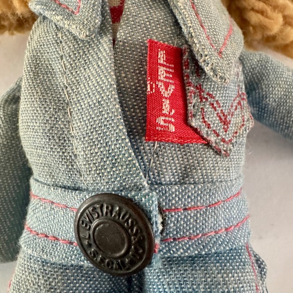 Vintage Levi Strauss Denim Rag Doll 1970s Advertising Red Tab Blonde Hair Plush - Picture 2 of 8